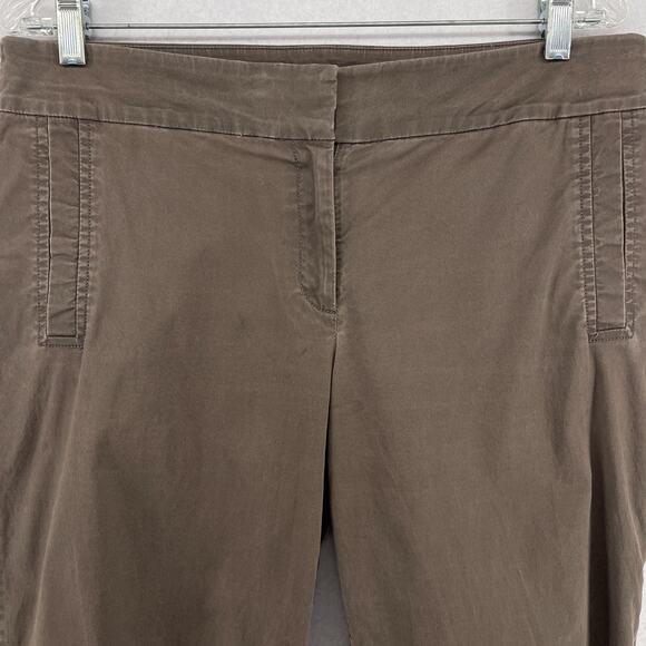 EILEEN FISHER Pants M Organic Cotton Stretch Twill Tapered Cropped Cuff Brown - Picture 3 of 14